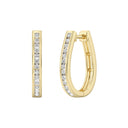 Channel-Set Cubic Zirconia Oval Hoop Earrings in Brass