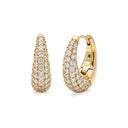 Domed Pavé Cubic Zirconia Hoop Earrings in Gold Plated Brass