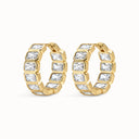 Baguette-Cut Cubic Zirconia Bezel Hoop Earrings in Gold-Plated Brass