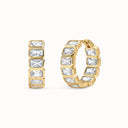 Baguette-Cut Cubic Zirconia Bezel Hoop Earrings in Gold-Plated Brass