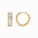 Baguette-Cut Cubic Zirconia Bezel Hoop Earrings in Gold-Plated Brass