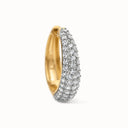 Domed Pavé Cubic Zirconia Hoop Earrings in Gold Plated Brass