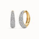 Domed Pavé Cubic Zirconia Hoop Earrings in Gold Plated Brass