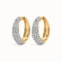 Domed Pavé Cubic Zirconia Hoop Earrings in Gold Plated Brass