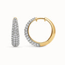 Domed Pavé Cubic Zirconia Hoop Earrings in Gold Plated Brass