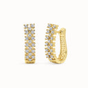 Wide Pavé Cubic Zirconia Huggie Earrings in Gold Plated Brass