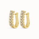 Wide Pavé Cubic Zirconia Huggie Earrings in Gold Plated Brass