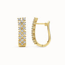 Wide Pavé Cubic Zirconia Huggie Earrings in Gold Plated Brass