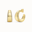 Pavé-Edge Cubic Zirconia Hoop Earrings in Gold Plated Brass