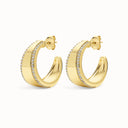 Pavé-Edge Cubic Zirconia Hoop Earrings in Gold Plated Brass