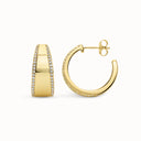 Pavé-Edge Cubic Zirconia Hoop Earrings in Gold Plated Brass