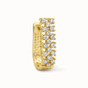 Wide Pavé Cubic Zirconia Huggie Earrings in Gold Plated Brass