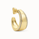 Pavé-Edge Cubic Zirconia Hoop Earrings in Gold Plated Brass