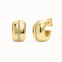Chunky Gold Plated Brass Huggie Earrings with Center Cubic Zirconia Line