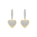1 Carat Lab-Grown Diamond Sparkling Heart Charm Huggie Hoop Earrings