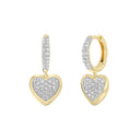 1 Carat Lab-Grown Diamond Sparkling Heart Charm Huggie Hoop Earrings