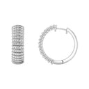1 Carat Lab-Grown Diamond Ribbed Pavé Dome Hoop Earrings
