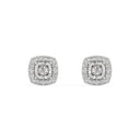 1/4 Carat Lab-Grown Diamond Cushion Halo Stud Earrings in Brass
