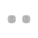 1/4 Carat Lab-Grown Diamond Cushion Halo Stud Earrings in Brass