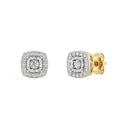 1/4 Carat Lab-Grown Diamond Cushion Halo Stud Earrings in Brass