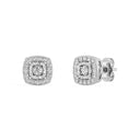 1/4 Carat Lab-Grown Diamond Cushion Halo Stud Earrings in Brass