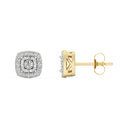 1/4 Carat Lab-Grown Diamond Cushion Halo Stud Earrings in Brass