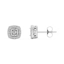 1/4 Carat Lab-Grown Diamond Cushion Halo Stud Earrings in Brass