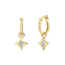 1/10 Carat Lab-Grown Diamond Twinkle Star Charm Huggie Hoop Earrings in Gold Plated Brass
