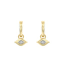 1/10 Carat Lab-Grown Diamond Protective Eye Charm Huggie Hoop Earrings in Gold Plated Brass