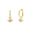 1/10 Carat Lab-Grown Diamond Protective Eye Charm Huggie Hoop Earrings in Gold Plated Brass