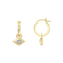 1/10 Carat Lab-Grown Diamond Protective Eye Charm Huggie Hoop Earrings in Gold Plated Brass