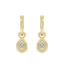 1/10 Carat Lab-Grown Diamond Teardrop Charm Huggie Hoop Earrings in Gold Plated Brass