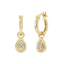 1/10 Carat Lab-Grown Diamond Teardrop Charm Huggie Hoop Earrings in Gold Plated Brass