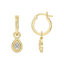 1/10 Carat Lab-Grown Diamond Teardrop Charm Huggie Hoop Earrings in Gold Plated Brass