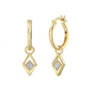 1/10 Carat Lab-Grown Diamond Half-Open Kite Charm Huggie Hoop Earrings in Gold Plated Brass