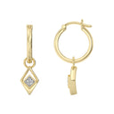 1/10 Carat Lab-Grown Diamond Half-Open Kite Charm Huggie Hoop Earrings in Gold Plated Brass