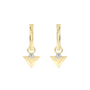 1/10 Carat Lab-Grown Diamond Inverted Triangle Charm Huggie Hoop Earrings in Gold Plated Brass