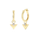 1/10 Carat Lab-Grown Diamond Inverted Triangle Charm Huggie Hoop Earrings in Gold Plated Brass