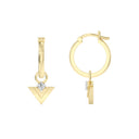 1/10 Carat Lab-Grown Diamond Inverted Triangle Charm Huggie Hoop Earrings in Gold Plated Brass