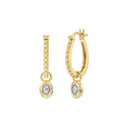 1/6 Carat Lab-Grown Diamond Ball Bead Charm Huggie Hoop Earrings in Gold Plated Brass