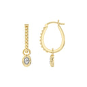 1/6 Carat Lab-Grown Diamond Ball Bead Charm Huggie Hoop Earrings in Gold Plated Brass