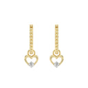 1/6 Carat Lab-Grown Diamond Ball Bead Sweetheart Charm Huggie Hoop Earrings in Gold Plated Brass