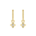 1/6 Carat Lab-Grown Diamond Ball Bead North Star Charm Huggie Hoop Earrings in Gold Plated Brass