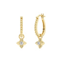 1/6 Carat Lab-Grown Diamond Ball Bead North Star Charm Huggie Hoop Earrings in Gold Plated Brass