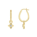 1/6 Carat Lab-Grown Diamond Ball Bead North Star Charm Huggie Hoop Earrings in Gold Plated Brass