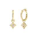 1/10 Carat Lab-Grown Diamond Celestial Starburst Charm Huggie Hoop Earrings in Gold Plated Brass