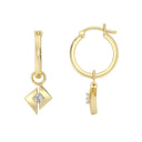 1/10 Carat Lab-Grown Diamond Offset Angle Charm Huggie Hoop Earrings in Gold Plated Brass