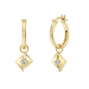 1/10 Carat Lab-Grown Diamond Offset Angle Charm Huggie Hoop Earrings in Gold Plated Brass