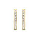 Channel-Set Cubic Zirconia Oval Hoop Earrings in Brass
