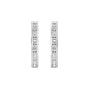 Channel-Set Cubic Zirconia Oval Hoop Earrings in Brass